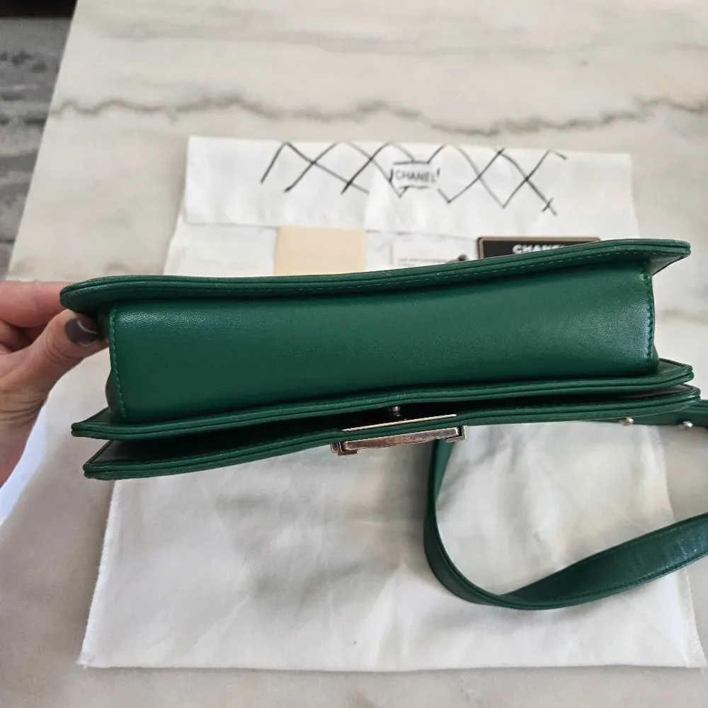 Chanel Green Lambskin Galuchat Stingray Medium Boy Bag